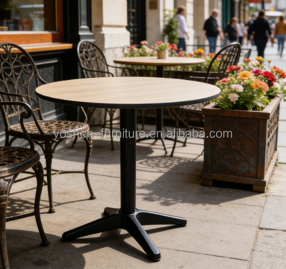 Round Aluminum Contemporary Outdoor Dining Tables for Events Parties Hotels Parks & Gyms