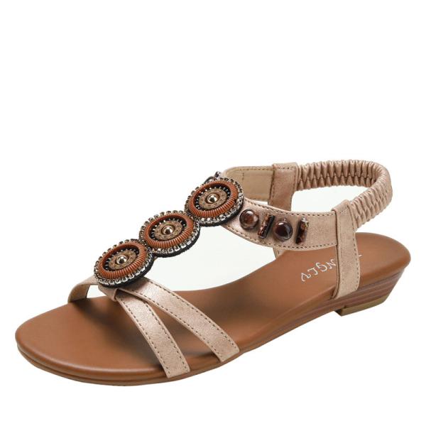BS175 Fashion Sandals Women'S European And American Rhinestone Cross Strap Back Zipper Wedge Heel Mid-Heel Women'S Shoes
