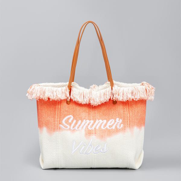 EMBROIDERED TOTE TASSEL DESIGN CANVAS BAG BRAIDED ALPHABET CANVAS UNDERARM NEW SHOULDER SUMMER HIGH CAPACITY WOMEN'S BAG