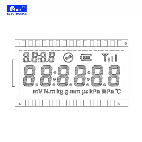 High Quality TN Type Blue / Yellow Numeric LCD Segment Displays Multi-Purpose Durable Goods
