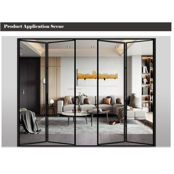 Narrow Sided Aluminum Folding Doors , Black Anodized Double Track Doors ISO45001