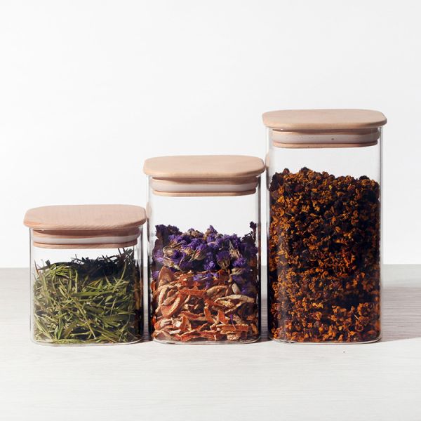 Classic Design Borosilicate Glass Storage Jar Square Food Containers 200ml-2000ml