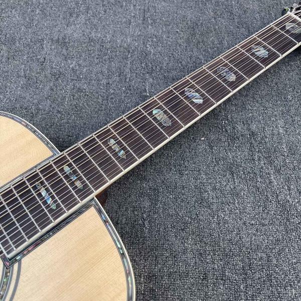 Custom 41 inch Dreadnought D 12 strings abalone binding folk classic acoustic guitar with customized inlay logo headstock