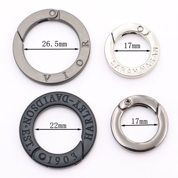 Gold Filled Round Spring Clasp 19.6mm Spring Flat O Ring Carabiner Open for HandBags Accessories