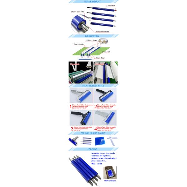 Blue Reusable Silicone Cleanroom Tacky Roller For SMT Machine