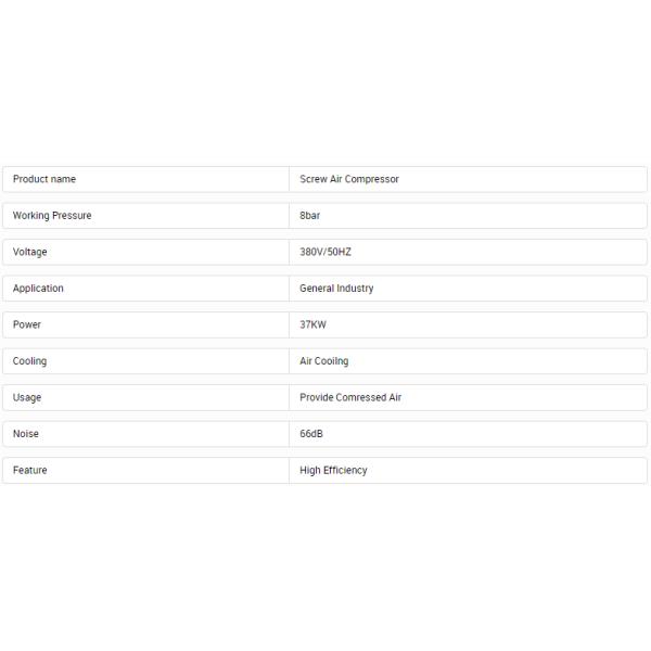 Customizable Industrial 50HP 226 Cfm Single Stage Air Cooled Rotary Screw Air Compressor for Sale