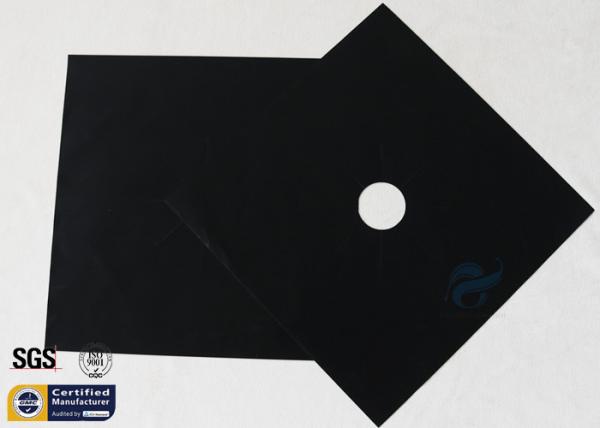 Preto PTFE 260℃ 27X27CM do protetor do queimador de Stovetop da tela da fibra de vidro
