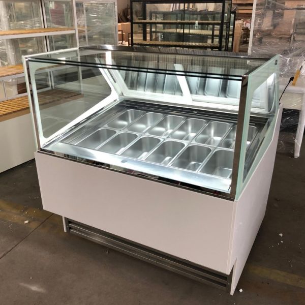 Sliding Door Commercial Gelato Freezer Ice Cream Display Cabinets With LED Light