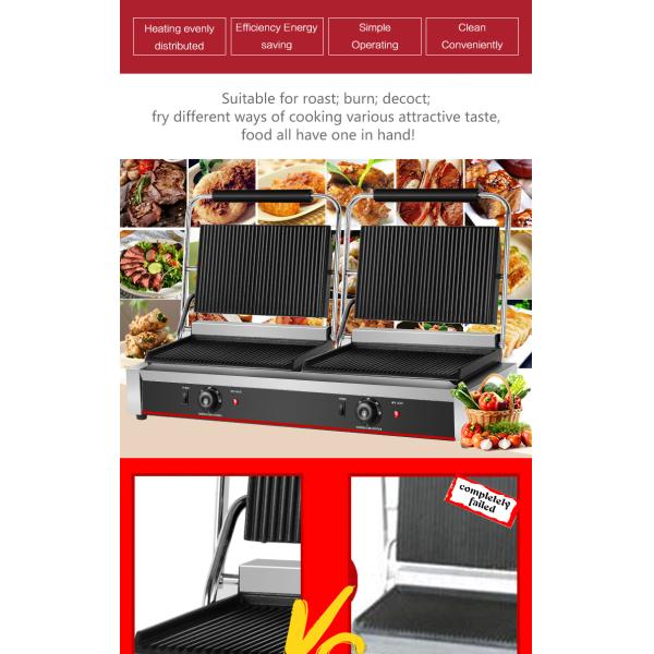 220В нержавеющая сталь двойной пластины Панини гриль для сэндвича гамбургер сэндвич пресс