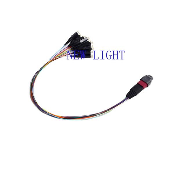 MTP MPO Fiber Breakout Cable OM3 PVC Customized For Data Communication Network
