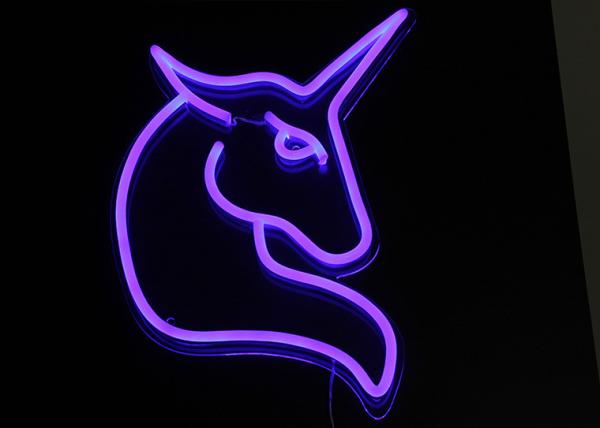 decoração visual feito a mão da arte finala da forma azul do unicórnio dos sinais de néon do diodo emissor de luz 12V