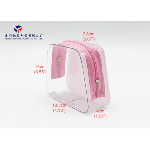 Trapezoid Shape Soft PVC Bags Pink Matte Back Pack Cosmetic Product 10.5X4X9cm