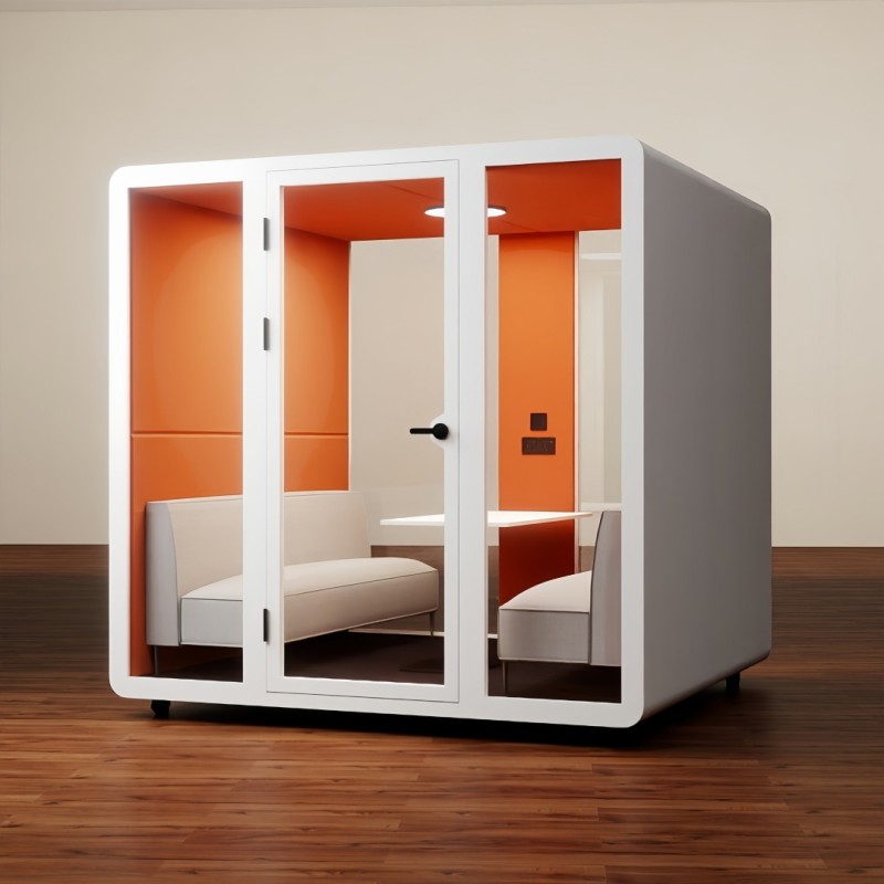 Commercial 6 Person Soundproof Office Cabin with 35±5dB Sound Insulation 5-Year Warranty and No Tools Required Assembly