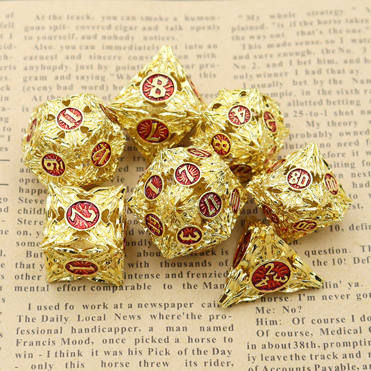 Custom Copper Material Hollow Dice Set with Polyhedral Shape and Customized Color for DND Games