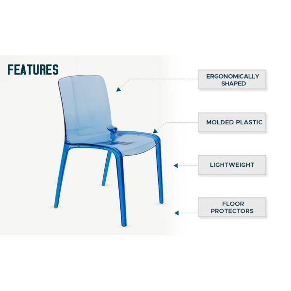 Modern Dining Side Chair, Flash Furniture Phantom Series Transparent Stacking Side Chair