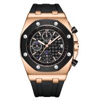 Relógio de quartzo de silicone masculino multifuncional moderno com calendário