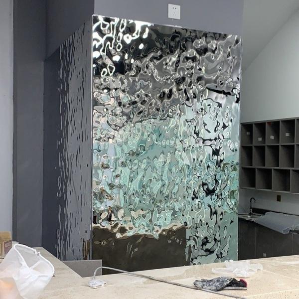 Hoja de acero inoxidable de onda de agua grado 201 304 430 espejo de oro 8K acabado de espejo