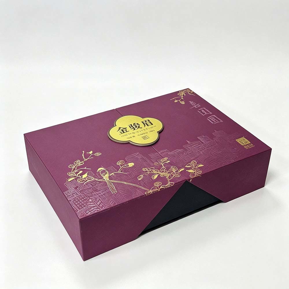Custom Gatefold Rigid Gift Box with Velvet Pearl Cotton Insert