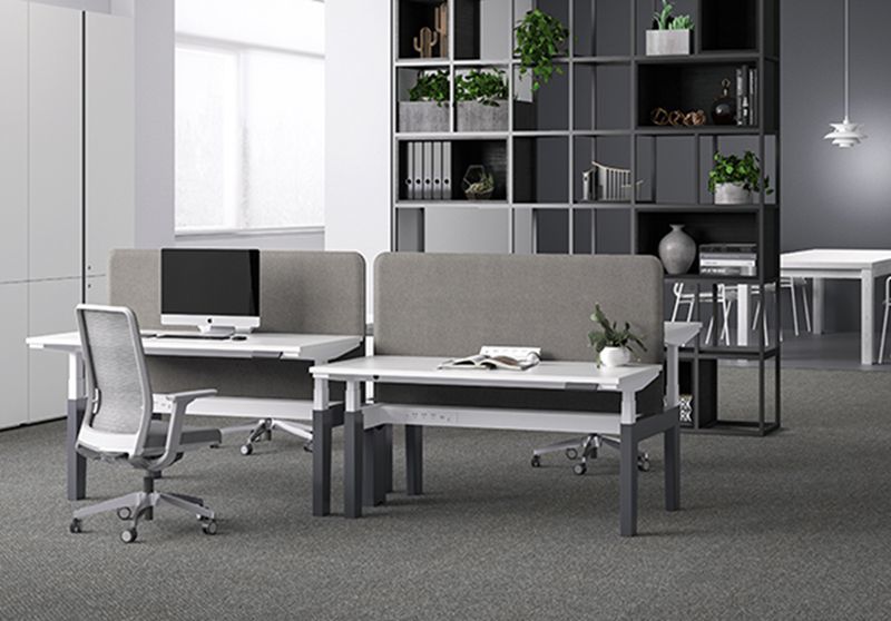 Modular Sit Stand Desk Height Adjustable Staff Desks With Fabric Divider