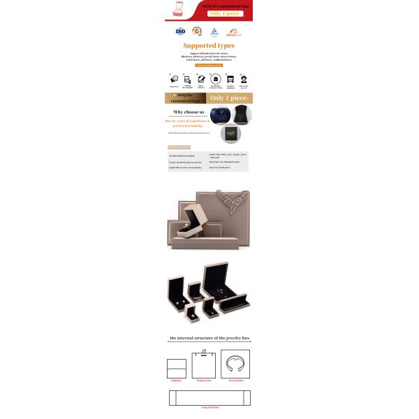 Square Grain Faux Leather Jewelry Box , Elegant Brushed Jewelry Packaging Box OEM