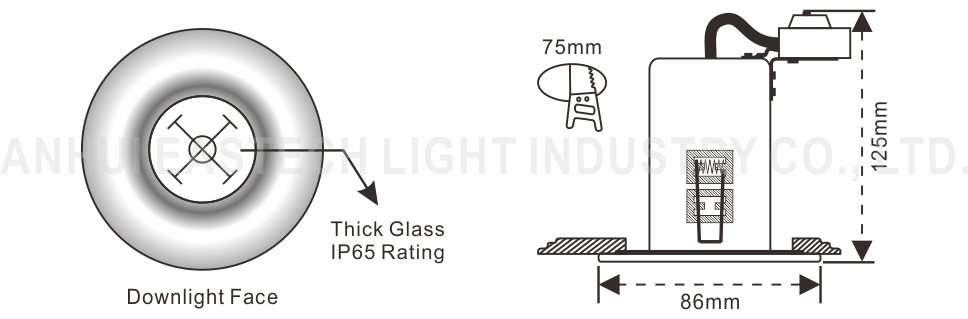 MR16 GU10 Aluminium Bathroom IP65 Fire Rated Downlight Fittings - Chrome Color