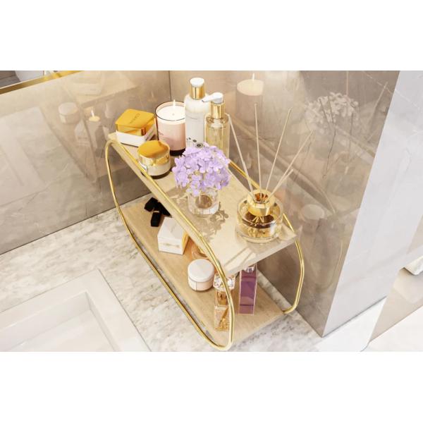 Bathroom Shelf Wooden Vanity Tray Countertop Organizer for Makeup Perfume Storage