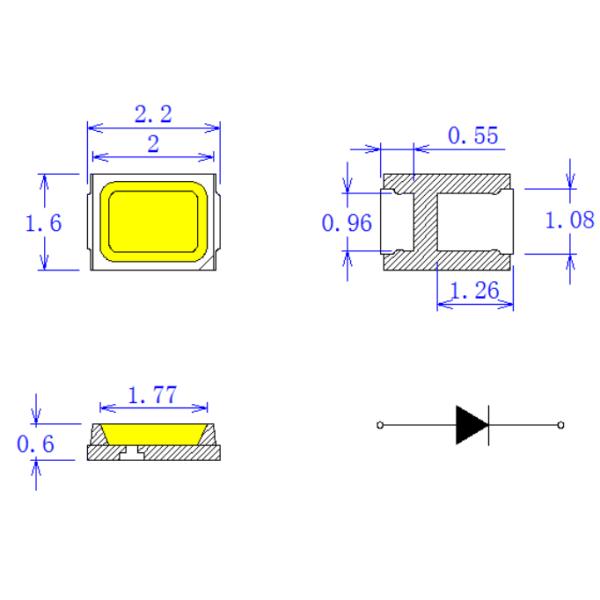 обломок Smd 3v 60ma 0.2w 2016 20-30lm PPA приведенное для мобильной камеры Ligting