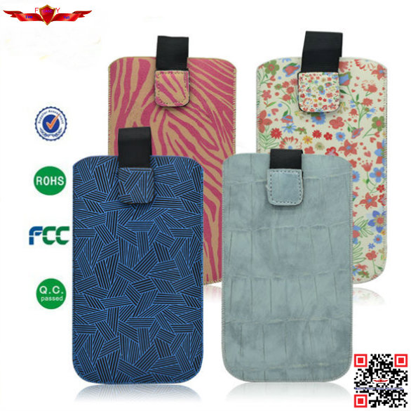 Hot Selling  Soft Synthetic PU leather Pull Pouch Leather Cover Cases For MOTO E
