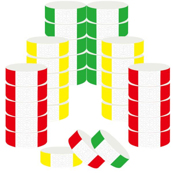 Impresión a todo color ajustable Papel sintético Brazaletes VIP Logotipo Impreso Inodoro Resistente a la lágrima Evento