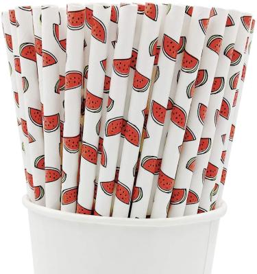1/4 inch Beverage Watermelon Paper Straws For Juices Drinks