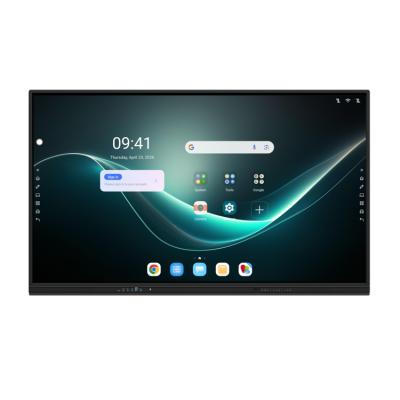 Tempered AG Glass All In One Interactive Whiteboard Integrating Dual System Android Windows Support and 2 X 15W Builtin Speakers for Team Collaboration