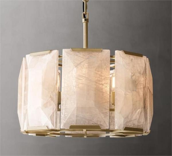 Modern Luxury Chandelier Home Living Room Bedroom Natural Marble Black Gold Dual Color Copper Frame Alabaster Pendent