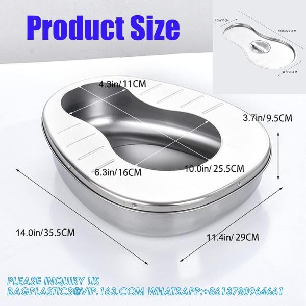 Stable Bedpan Heavy Duty Smoothed Countoured for Bed-Bound Patient,Stainless Steel Bed pan for Medical Centers