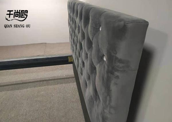 Queen Crystal Tufted Upholstered Platform Green Velvet Bed