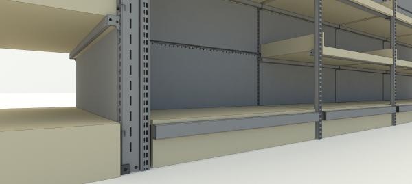 Étagère d'affichage de détail en bois avec support de barre de chargement, fixation de supermarché stable et élégante