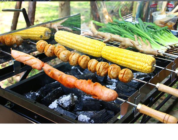 Commercial Charcoal Bbq Grill , Black / Silver Folding Barbecue Grill