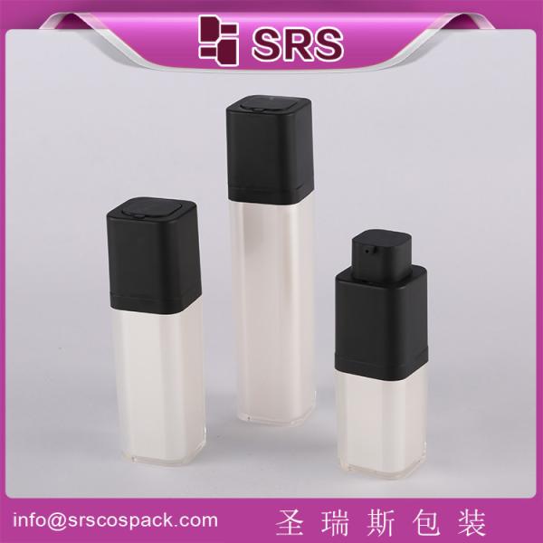 SRS 2015 new style wholesale 15ml 30ml 50ml square acrylic airless pump empty bottle
