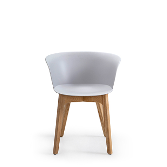 Ergonomic Restaurant Chair And Table Restaurant Arm Chairs Molded PP Solid Ash Wood Legs