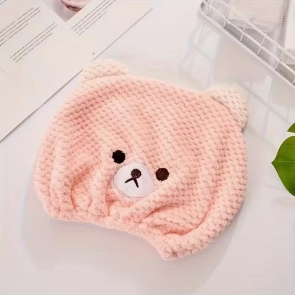 Fast Drying Soft & Lightweight Microfiber Hair Towel with Cute Bear Ears for All Hair Types