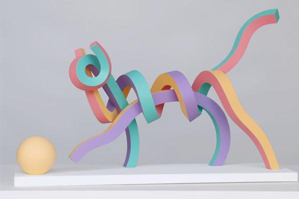 Outdoor Stainless Steel Rabbit Dog Sculpture Rainbow Painted Finish