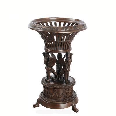Antique Golden Cast Iron Flower Pots Powder Coated For Garden Decoration