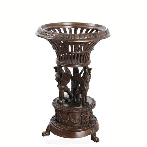 Antique Golden Cast Iron Flower Pots Powder Coated For Garden Decoration