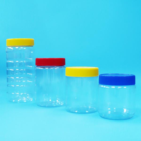 Round PET Transparent Chocolate Sauce Pistachio Butter Plastic Jars Screw Lids
