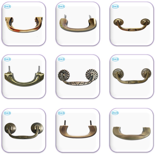 Antique Brass zamak H027 Metal Coffin handles size 19x7.5cm Screw Distance 14cm