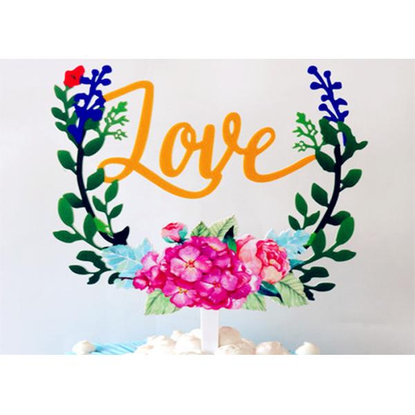 Non - Toxic Acrylic Cake Topper For Happy Birthday / Wedding Party Decorations