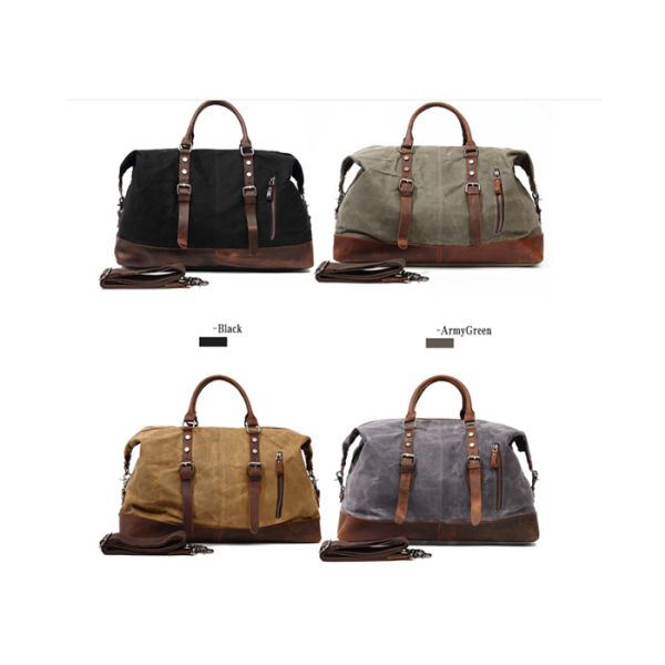 Genuine Leather Oversized Outdoor Duffle Bag Smooth Zipper Closure