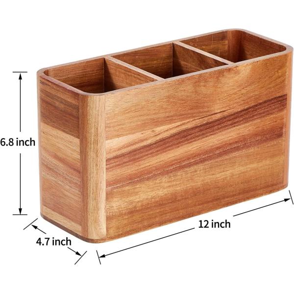 Countertop Large Acacia Wooden Utensil Holder for Kitchen Printing Handling laser engrave