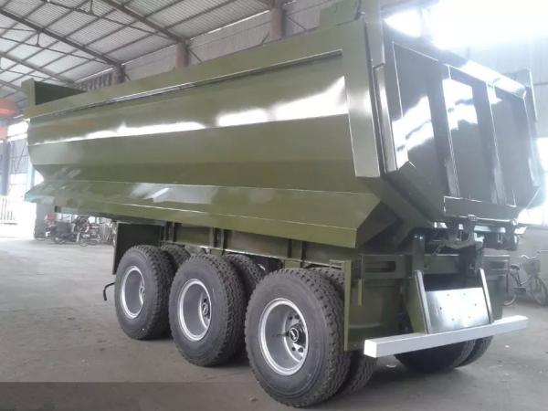 50 Ton 3 Axles Semi Dump Truck Trailer Carbon Steel / High Strength Steel Materials