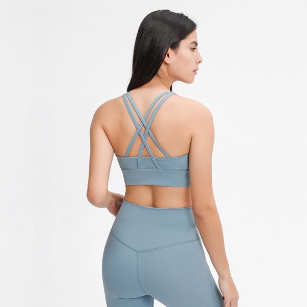 Mesh Stitching Womens Sports Bra Pull Round High Neck Gathered Shockproof