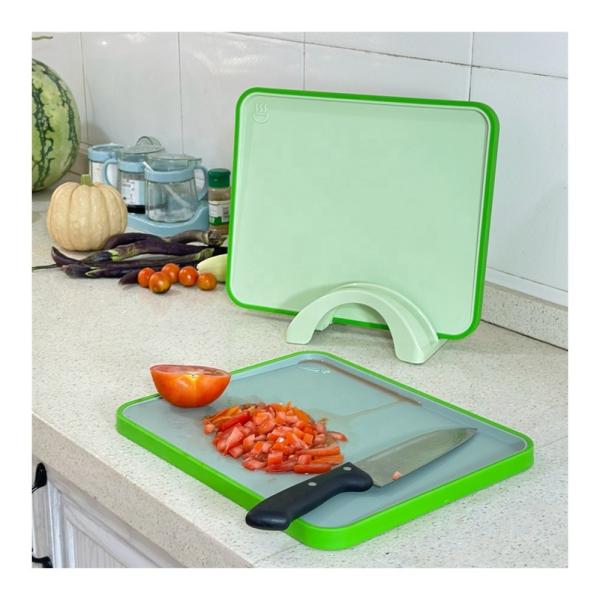 Custom Colored PP Chopping Blocks With Tray Index Plastic Cutting Board Set Large Size